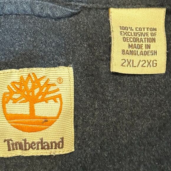 Timberland Dark Gray 100% Cotton Button Down Shirt Men’s 2XL Casual Flannel - Picture 5 of 6